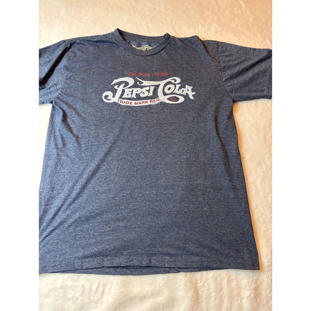 Pepsi-Cola Mens Graphic T-Shirt XL Heather Navy Distressed Retro Logo Savvy Tee